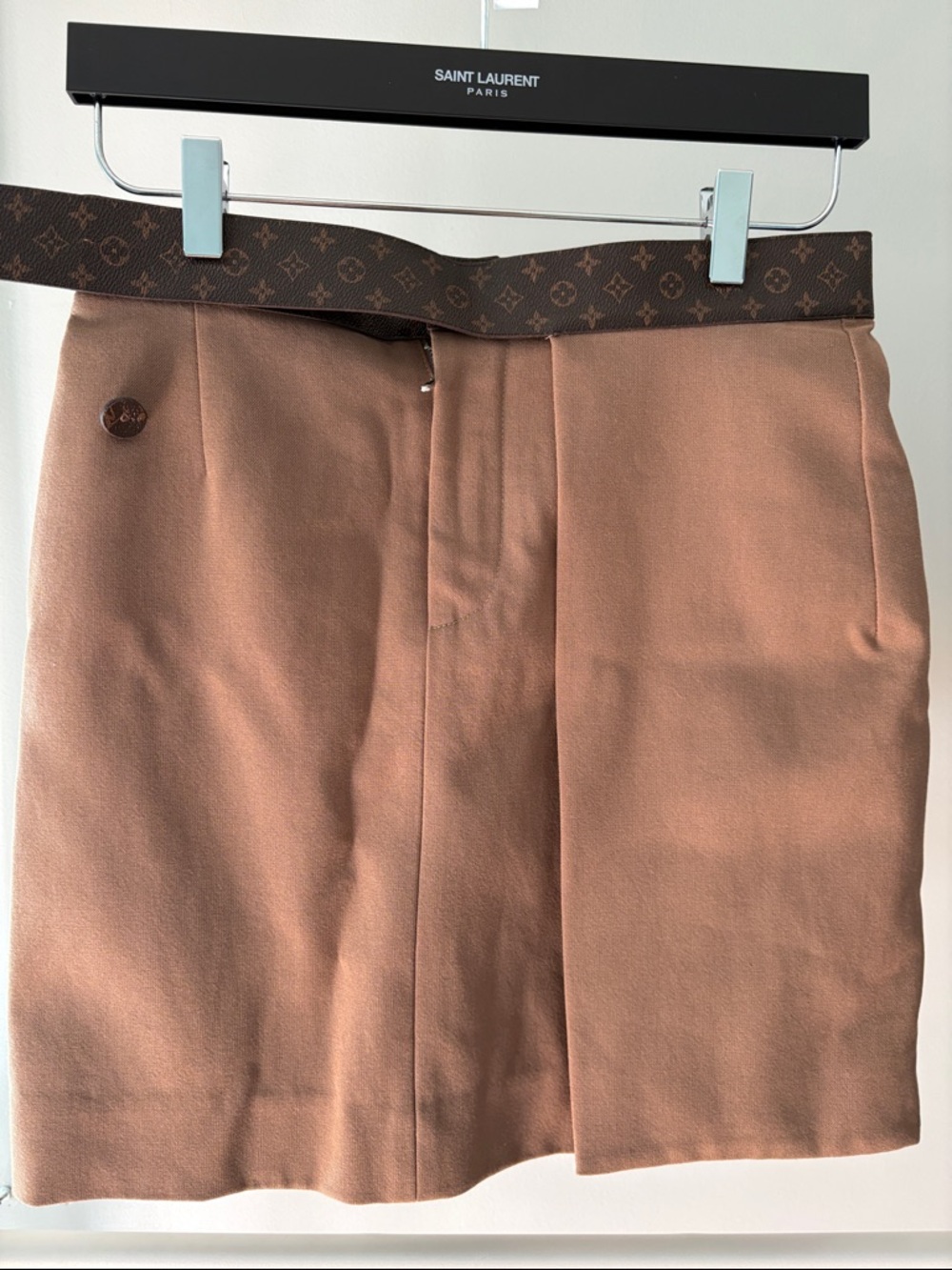 Lv style Monogram-Trim Mini Skirt